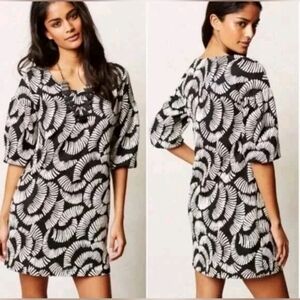 Maeve Windfall Shift Dress Size Small Black & White Anthropologie Textured Mini